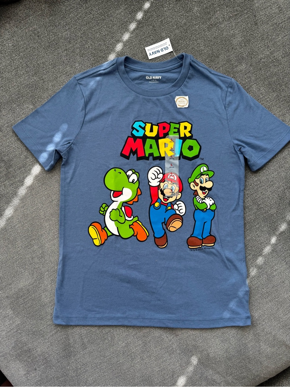 Old Navy Super Mario Graphic Tee - Slate Blue with Multicolor Characters